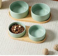 Accessoires pour animaux de compagnie en gros, bol en céramique pour chien avec motif de patte de chat, rayé, plaque à lécher, anti-choc, bol personnalisé pour chien et chat