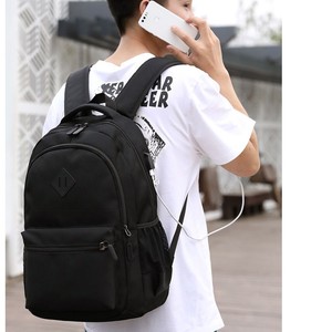 Laptop <b>Backpack</b> <b>Large</b> Capacity Water Resistant Unisex Black Dark Blue Burgundy Solid Color Interior Zipper Pocket Everyday Use - Product Image 2