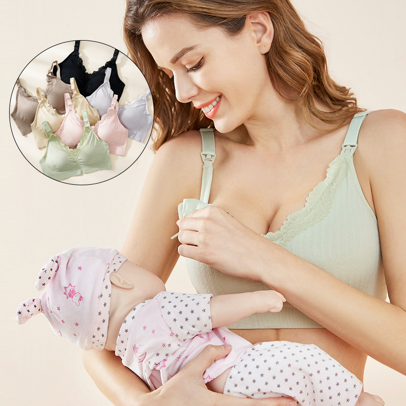 nursing bra seamless women front closure lace bra set wire free push up underwear girls open bra