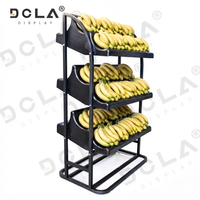 DOLADISPLAY 3-laags bananen displayrek, combinatie van plastic en metaal, supermarkt, commerciële fruitdisplaystandaard