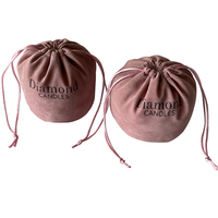 Logo personnalisé fond rond petits sacs cadeaux de bougies de noël en velours avec cordon