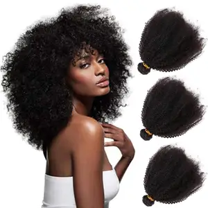 Afro Kinky Curly Hair Extension Cabelo Humano 4b 4C Curly Indian Remy Hair Double Weft Weaving para Mulheres Negras