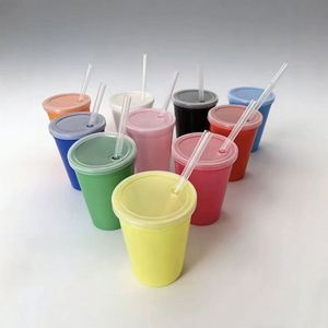Gobelets carrés en plastique PP de 12 oz avec couvercle et paille, pour fêtes, mariages, souvenirs, logo personnalisé disponible - Product Image 2