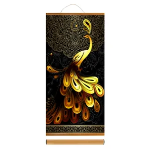 Goldene pfau malerei tier wand kunst malerei made in usa produkt von usa magie malerei auf leinwand für home decor