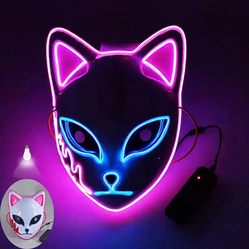 Fox Drift Light Up Halloween Masks LED Mask for Halloween Cosplay Game Party Props Man Woman Boys Girls Red White