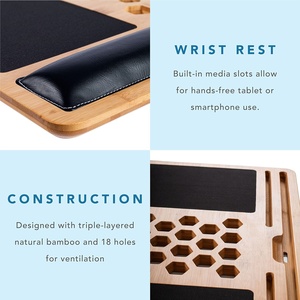 Combohome Laptop Desk Lap Stand Laptop Riser Portable with Pillow Monitor Riser Adjustable Good Bamboo with Cushion - Product Image 6