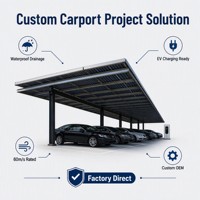 Système de montage solaire pour carport H2 Solar OEM, structure robuste, projet sur mesure