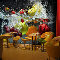 Papier peint mural 3D moderne à motifs personnalisés, fruits frais dans l'eau, pour restaurant, bar, boutique de fruits frais