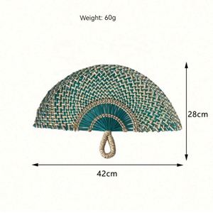 Ventilador de mano de paja tejida en oferta, abanico decorativo de junco marino natural para pared, sala de estar, porche, fondo o como colgante. - Product Image 4
