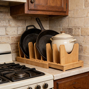 <span class=keywords><strong>Pentole</strong></span> e padelle in bambù espandibili Organizer sotto gli organizzatori di armadietti per riporre i <span class=keywords><strong>coperchi</strong></span> regolabili - Product Image 2