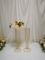 HY Décoration De Mariage Métal Cône Géométrique Fleur Piédestal Stand Table Grand Or Trompette Centres De Table Vase pour Table De Mariage