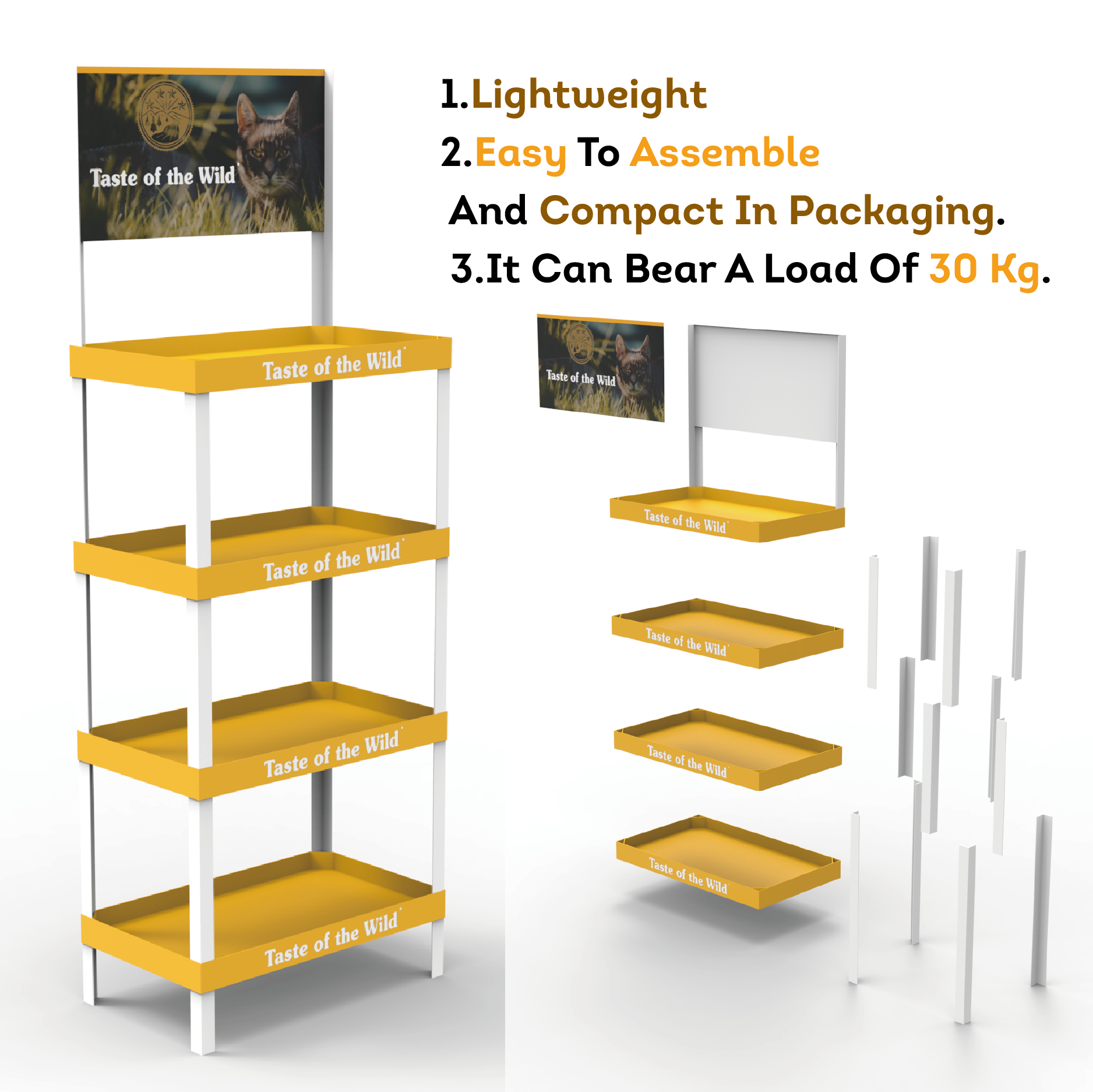 Lightweight Pet Cat Food PVC Display Rack Custom Floor Standing Display Stand Retail Display Rack for Pet Stores — view 5