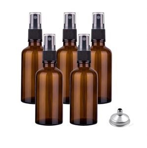 Cosmetic Packaging 30ml 50ml 100ml Refill Essential Oil Pump Sprayer Black Plastic Lid 2oz Amber Glass <b>Bottles</b> 100pcs - Product Image 1