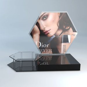 Custom Hexagonal Acrylic <b>Display</b> <b>Rack</b>, Countertop Cosmetic Showcase with Picture Frame for Beauty Store - Product Image 2