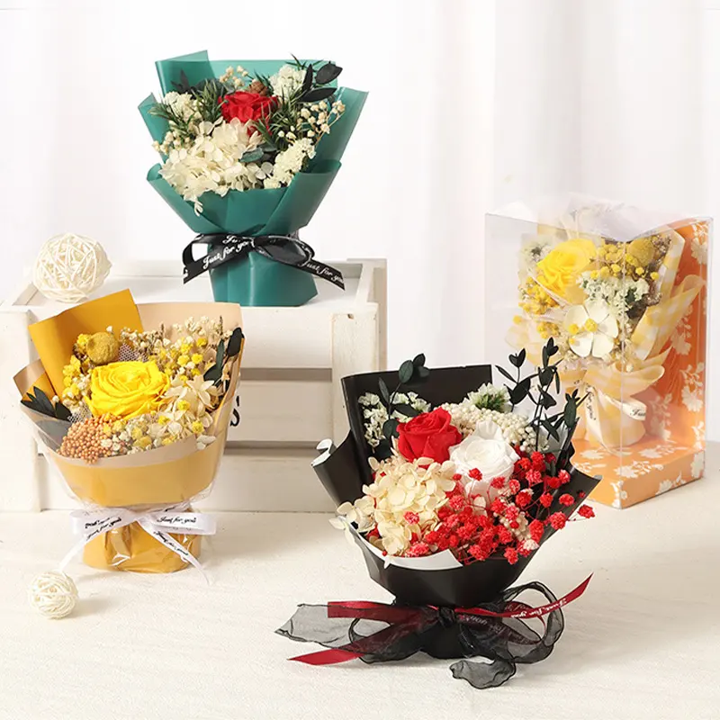 UOMini Bó Hoa Khô Để Trang Trí Bàn Hơi Thở Em Bé Khô Tự Nhiên Hoa Hồng Gypsophila Bó Hoa Cho Đám Cưới PromCorsage