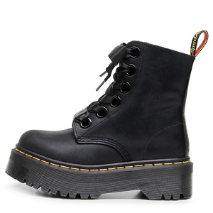 Bottines en cuir véritable marron à bout rond, à lacets, talon plat, avec nœud décoratif, antidérapantes, toutes saisons, vente en gros - Product Image 2