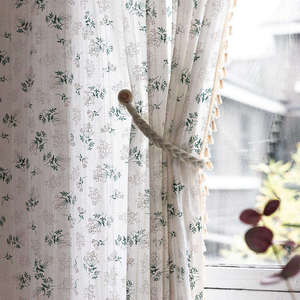 Tende oscuranti personalizzabili in cotone stampato con pizzo <span class=keywords><strong>lilla</strong></span> e motivo traforato, con passante piatto per asta, stile europeo-americano, per piccole mantovane - Product Image 3