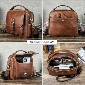 Usine vente chaude hommes Vintage en cuir véritable bandoulière sac de <span class=keywords><strong>messager</strong></span> nouveau sac à bandoulière pour hommes sac à main de luxe - Product Image 3