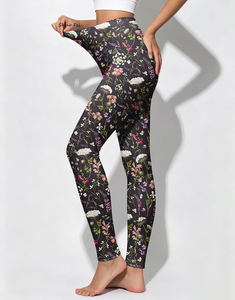 Leggings de Yoga de Cintura Alta para Mujer, Estampado de Flores Silvestres en <span class=keywords><strong>Acuarela</strong></span>, Ajuste Delgado, Pantalones Deportivos con Gráficos Botánicos Elegantes - Product Image 3