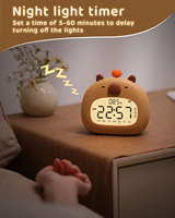 Jam Alarm LED desain hewan lucu Modern bahan ABS multiwarna lampu malam putih hangat Motivity gerakan kuarsa untuk anak-anak