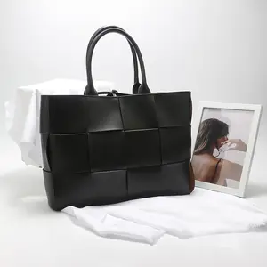 Fit For A4 Personalized Fashion Ladies Handbags With Suede Lining Office Handmade Real Leather Woven Handbag Tote Bag For Women