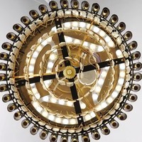 Meilleur ventilateur de plafond LED invisible sans lame luxe moderne noir or à pales rétractables avec lumière cristal K9