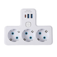 Adaptor Daya Gaya Eropa Pengisian Daya USB dengan Sakelar On/Off Individual Arus Terukur 13A Cocok untuk Rumah Kantor Perjalanan