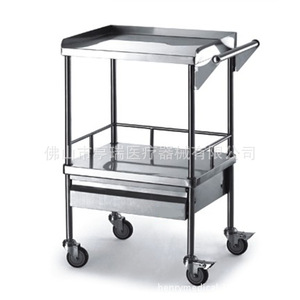 Henry Stainless Steel Two Layer Instrument Cart <b>With</b> Drawer For Hospital Use 4 Castor <b>Wheels</b> Durable Design - Product Image 1