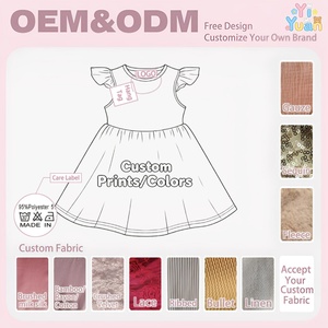 Vestito OEM Yiyuan per Bambine con Maniche a Sbuffo, Abito Casual Estivo da Spiaggia per Bambine 2-7 Anni, Stampe Personalizzate - Product Image 2