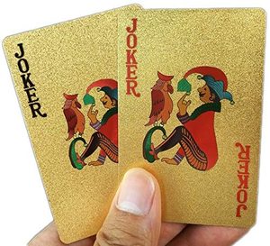 Customized design printed golden 54pcs deck board game plastic playing cards