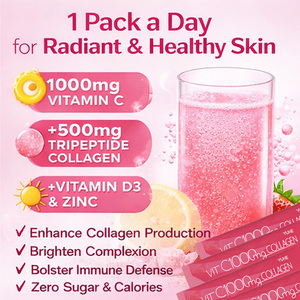 Colágeno en Polvo Blanqueador de Piel HALAL OEM, Sabor Fresa, 1000mg, Vitamina C, Bebida de Colágeno en Polvo - Product Image 4