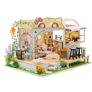 Casa <span class=keywords><strong>de</strong></span> <span class=keywords><strong>Madera</strong></span> DIY <span class=keywords><strong>para</strong></span> Gatos, Cafetería, Jardín, Modelo <span class=keywords><strong>de</strong></span> Casa Pequeña Hecha a Mano, Regalo Creativo <span class=keywords><strong>de</strong></span> Ensamblaje <span class=keywords><strong>para</strong></span> Niñas - Product Image 5