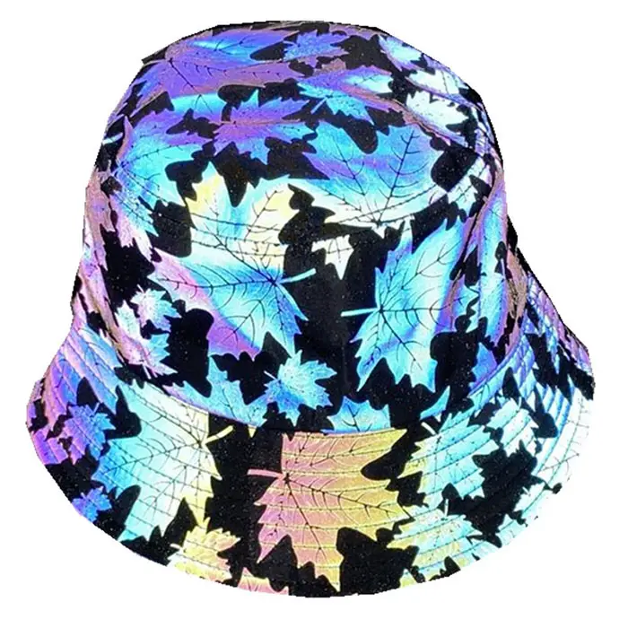 Reflective bucket hats floral reflective bucket hats fashion men and women custom logo reflective printing sun hat