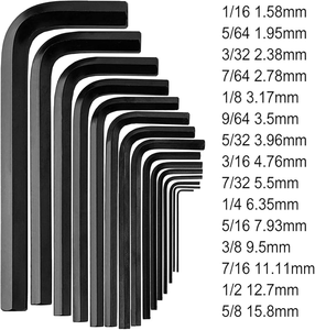 Chiave esagonale a L in acciaio legato nero da 1/20, 1/16, 5/64, 3/32, 1/8, 5/32, 3/16, 7/32, 1/4 di pollice - Product Image 5
