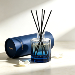 Flacon diffuseur de <span class=keywords><strong>parfum</strong></span> cylindrique transparent en verre de 170 ml, flacon de <span class=keywords><strong>parfum</strong></span> vide, couleur personnalisée, logo OEM, directement de l'usine - Product Image 5