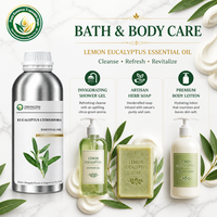 Huile Essentielle Citron Eucalyptus (Eucalyptus Citriodora) pour Soins Corporels et Bain, Idéale pour Gels Douche Revitalisants et Formules de Savons Artisanaux aux Herbes