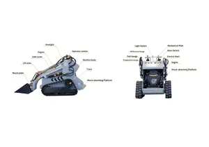 Mini cargadora hidráulica de elevación de carga automática más barata 360kg 400kg 480kg Mini cargadora de dirección deslizante