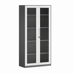 Armoire de rangement métallique d'usine, classeur en acier, armoire métallique multi-étagères avec portes vitrées - Product Image 5