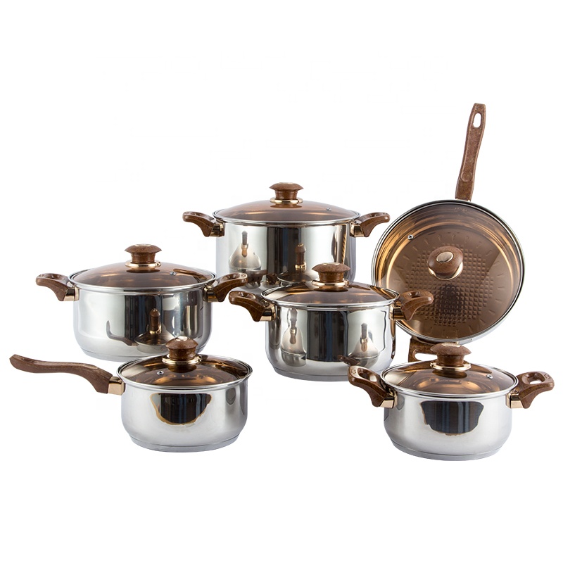 Нержавеющая сталь 12 шт. наборы кухонных принадлежностей и кастрюли посуда Ollas очаровательные наборы посуды набор для приготовления пищи