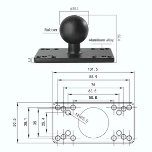 Universeel Gat Beugel Kajak Fishfinder Cetcher Voor Boot 1.5 Inch Bal Hoofdbeugel Mount Voor Ram Lowrance Fish Finder