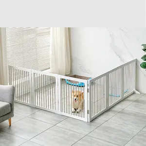 Freestanding Pet Gate recinto pieghevole in legno per porte sale scale e casa grande per cani e cuccioli