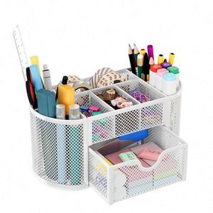 Organisateur de bureau en maille, accessoires de bureau et organiseurs de poste de travail avec tiroirs, porte-crayons pour bureau avec 9 compartiments - Product Image 4