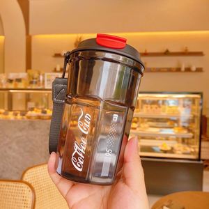 Taza de Café de Plástico Transparente de 500 ml, Taza Portátil con Correa de Transporte - Product Image 4