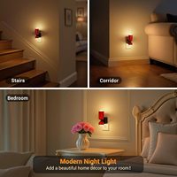 Veilleuse LOHAS moderne avec boîtier rouge en forme de trompette, lumière blanc chaud, intensité réglable, à brancher, pour salle de bain et chambre à coucher