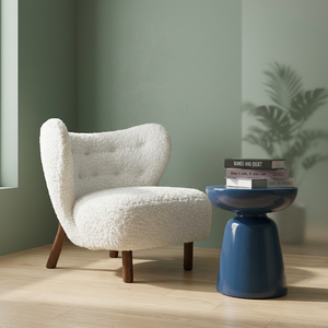 Modern Sherpa Tufted Armchair With Wood Legs Leisure Chair Living Room Furniture - Product Image 4
