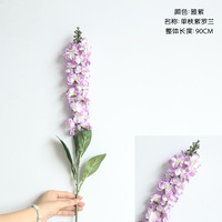 E07053 Fausse Fleur d'Orchidée Soie Artificielle Matthiola Incana Fleur Violette pour Décoration de Mariage