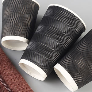 Trésor vert MY 16oz noir ondulation mur carton papier tasse avec couvercle logo imprimé personnalisé - Product Image 6