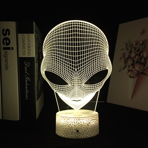 Uzaylı Kafa Figürü 3D Fotoğraf Çerçevesi Gece Lambası El Sanatları Lazer Gece Lambası Masaüstü Dekorasyonu Animasyon Hayranları İçin Hediye - Product Image 5
