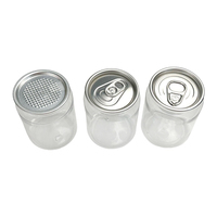 Boîtes de boisson en plastique PET transparentes 250ml/330ml/500ml avec anneau de traction et couvercle pour sodas et boissons énergisantes