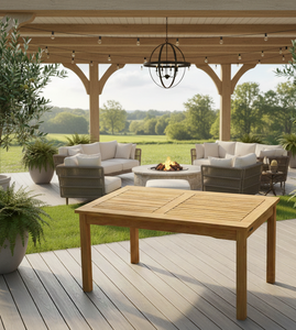 Table rectangulaire pliable en teck pour hôtel et jardin, design moderne avec grain naturel, robustesse et savoir-faire de qualité supérieure - Product Image 2